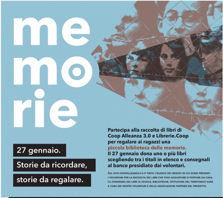 Palermo - “GIORNATA DELLA MEMORIA” IL 27 GENNAIO CON “MEMORIE” RACCOLTA DI LIBRI PER I RAGAZZI  IN 67 NEGOZI DI COOP ALLEANZA 3.0 E 37 LIBRERIE.COOP